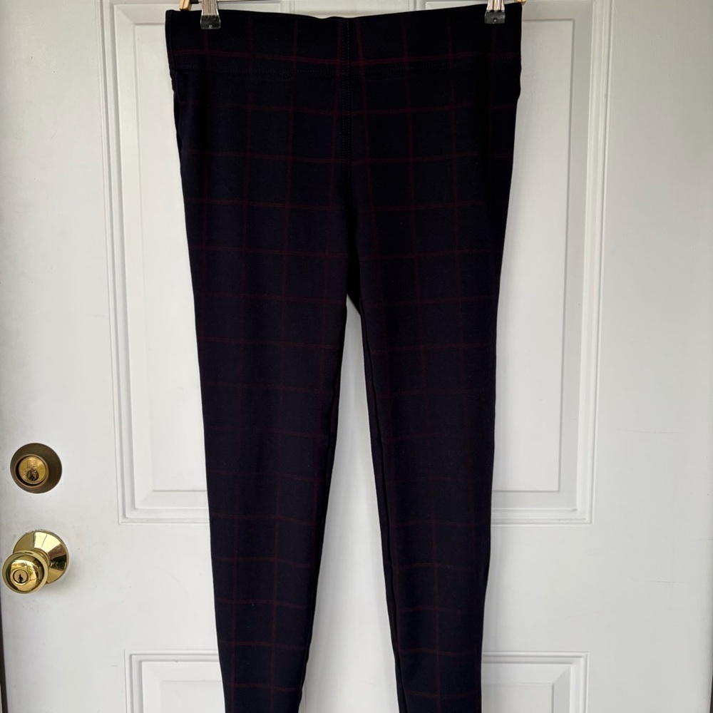 •LOFT• Navy Blue Windowpane Check Leggings -  Size Medium